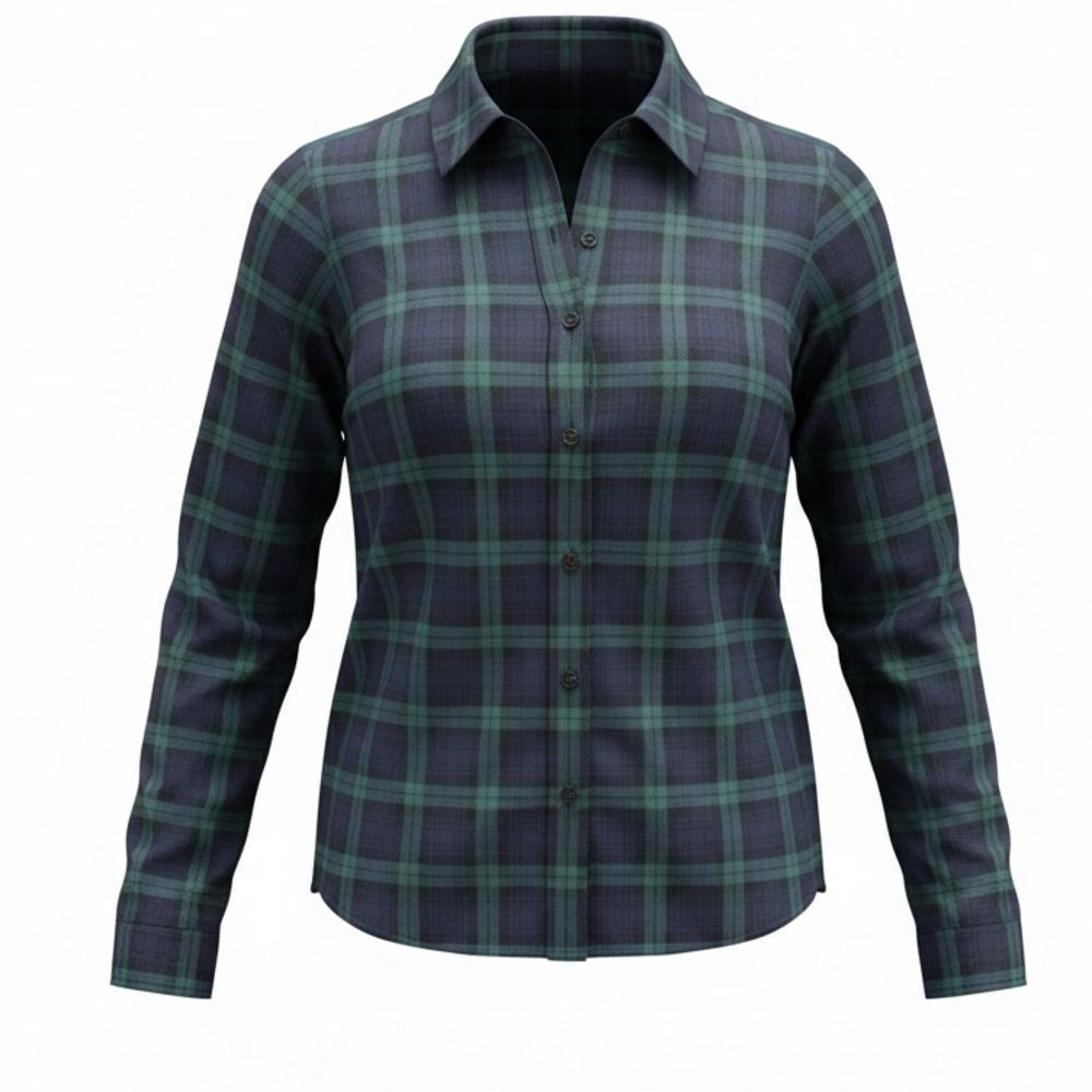 J. MCLAUGHLIN WOMENS BLOUSE GREEN BLUE CHECKERED SIZE M